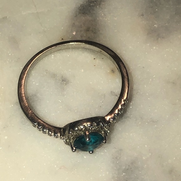 STERLING Silver Blue & White CZ Halo Engagement Statement Ring Sz 9.75 - Picture 10 of 12